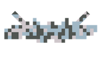 a blue and white pixelated image of a sword