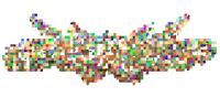 a colorful pixelated image of the word 'wolf'