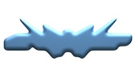 a 3d model of a blue logo with horns on it