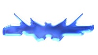 a blue bat logo on a white background